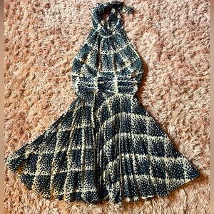 Vintage 1960’s  Halter Neck Mini Dress in Navy and Cream